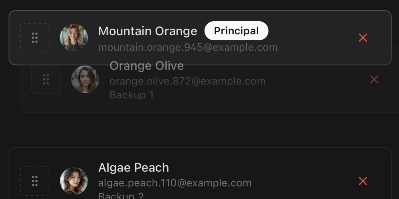 Interface d'assignation automatique - Mode sombre