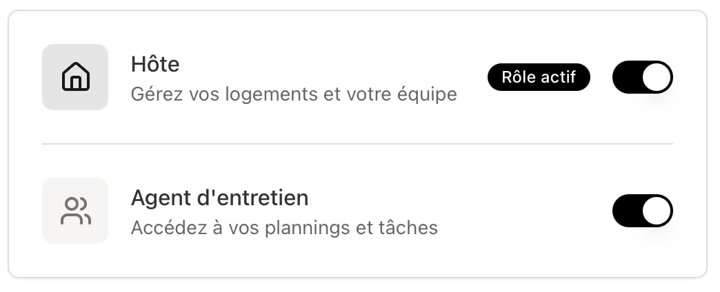 Interface de compte dual - Mode clair
