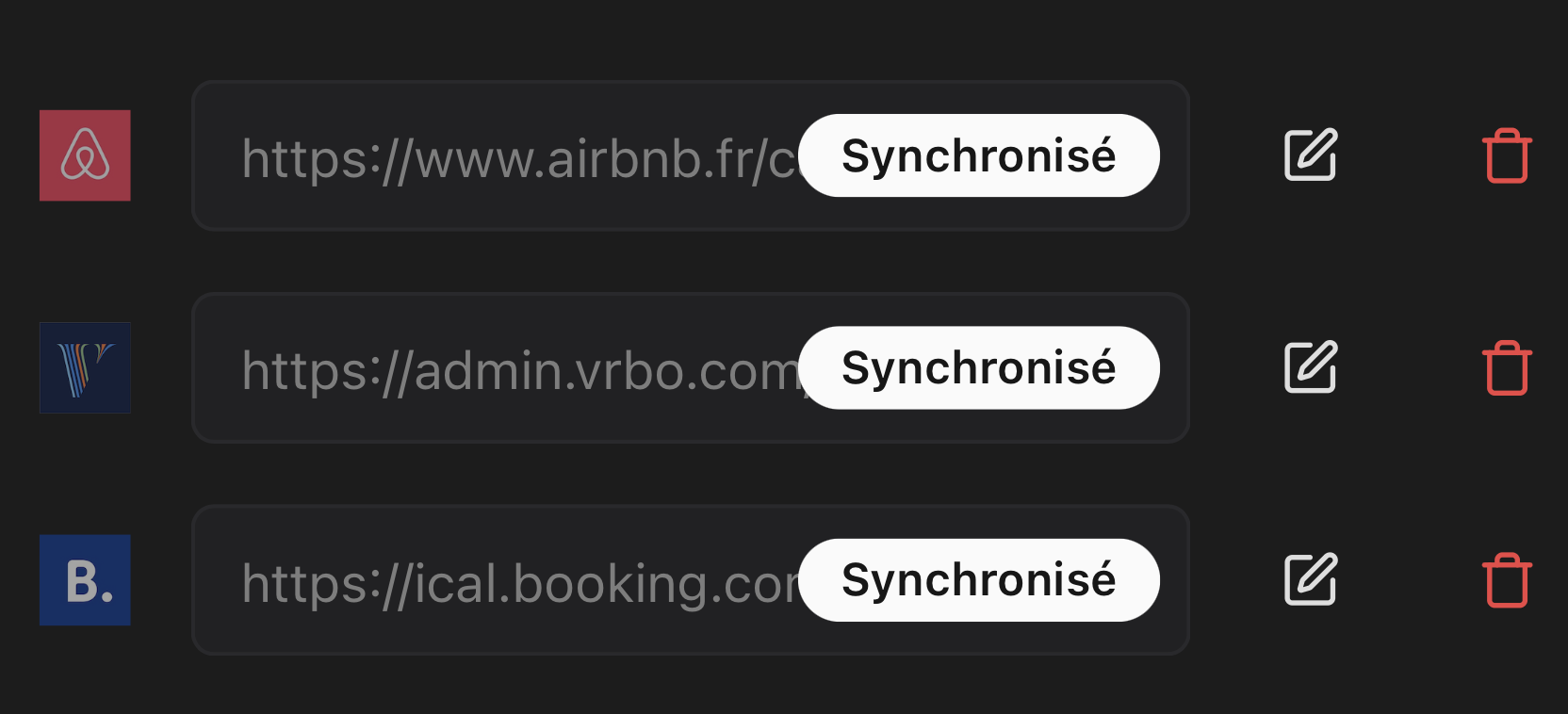 Interface de synchronisation multi-plateformes - Mode sombre
